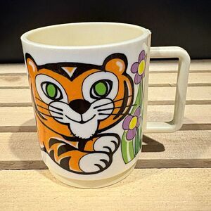 Vintage Deka Tom the Tiger Kids Cup Mug #269 Made in USA Orange Green